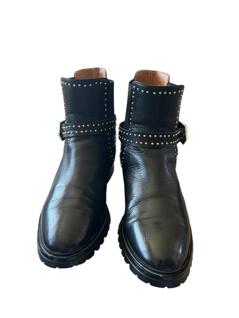Givenchy Studded Biker Boots Black Leather Harness Moto EU 38/ US 7.5 - Picture 5 of 15